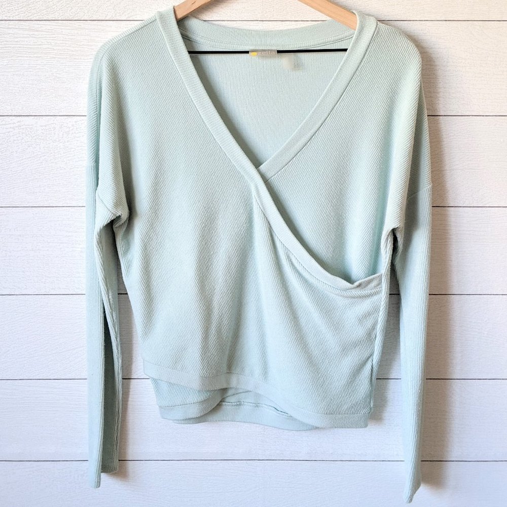 Zella Criss-Cross Front Mint Green Knit Top XS
